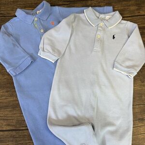 Ralph Lauren Baby Rompers, Set of TWO- Blue and Light Blue, size 9 months